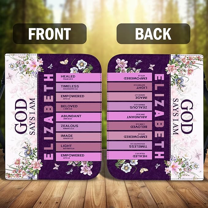 Personalized Man of God Bible Cover, God Says I Am Bible Case PU Leather, Bible Holder Handle Zipper, Faith Scripture with Name Case Bag, Religious Gifts for Church Christians Women Men (GOD-07)