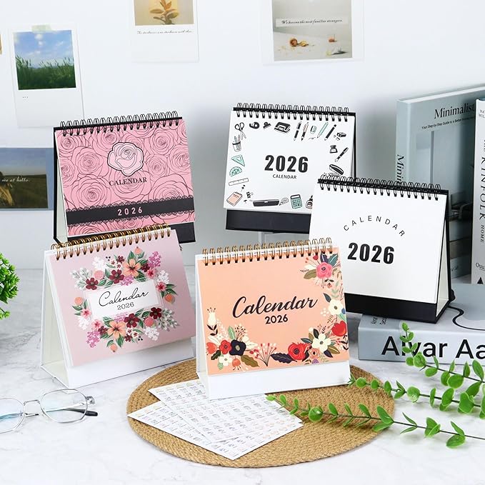 MultiBey Small Desk Calendar 2025-2026, Small 6.5"x6.5" Standing Flip Calendar for Desk, July 2025-Dec 2026, 18-Month Desktop Planner Year Monthly Calendars with To-Do Lists & Stickers (Stationery box)