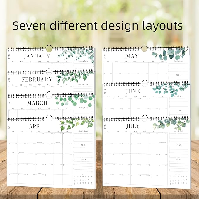 Aesthetic Wall Calendar 2026, 18 Monthly Horizontal Calendar January 2026 to June 2027, 14.5" x 11.5" Modern Wall Hanging Calendar for School, Home, Office for Monthly Organizing & Planning