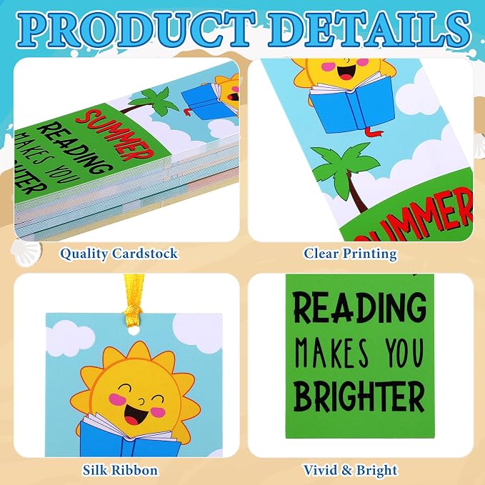 Skyygemm 60 Pcs Summer Reading Bookmarks Colorful Inspirational Reading Bookmarks End of Year Gifts for Back to School Gifts Prizes Party Favors