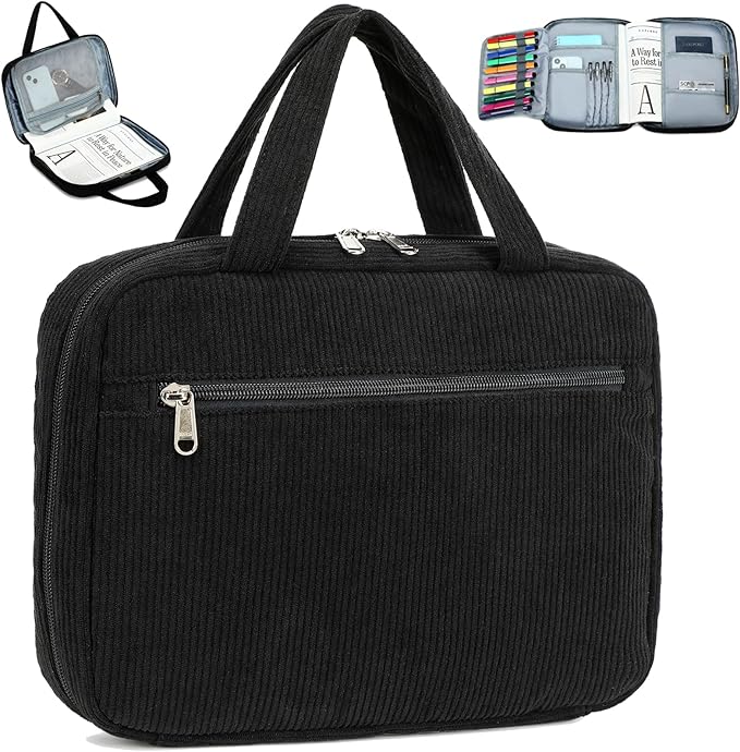 Octsky Bible Cover Case for Women Bible Organizer Book Carrying Bag for Medium and Large Bibles, Black
