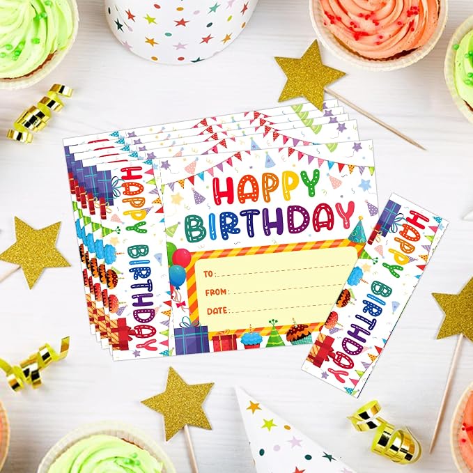 FaCraft 36PCS Happy Birthday Bookmark Awards for Students - Cupcake Birthday Certificates for kids Classroom from Teacher Kindergarten Preschool Student Birthdays Gifts Back to School Teacher Supplies