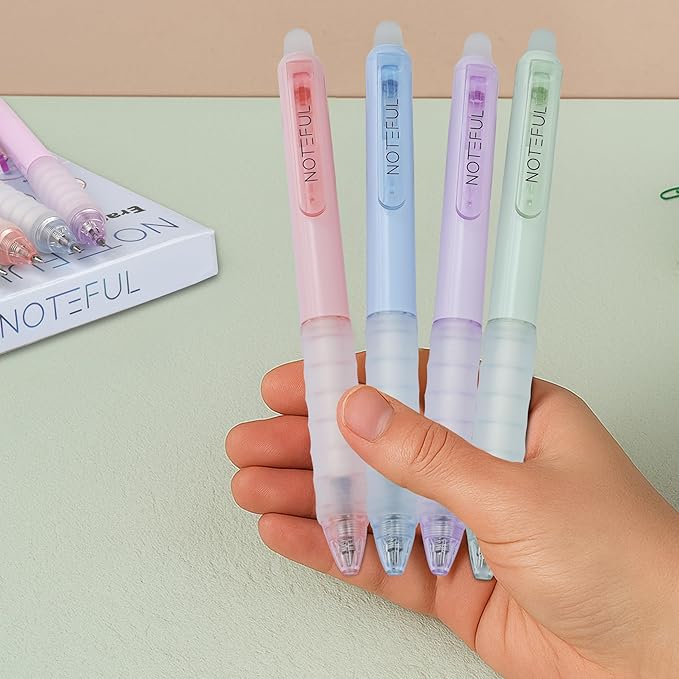 Retractable Erasable Gel Pens Clicker, Fine Point 0.7, Premium Comfort Grip for Smooth Writing Planner and School Supplies - Blue (Pack of 8)