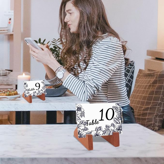 Wood Mini Place Card Holder 2.36X3 Inch for Sign Holder Chalkboard Bar/Coffee Menu Message Board Display, Table Number Food Label Stand
