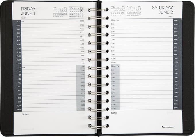 AT-A-GLANCE Recycled 24-Hour Daily Appointment Book, 5 x 8 Inches, Black, 2013 (70-203-05)