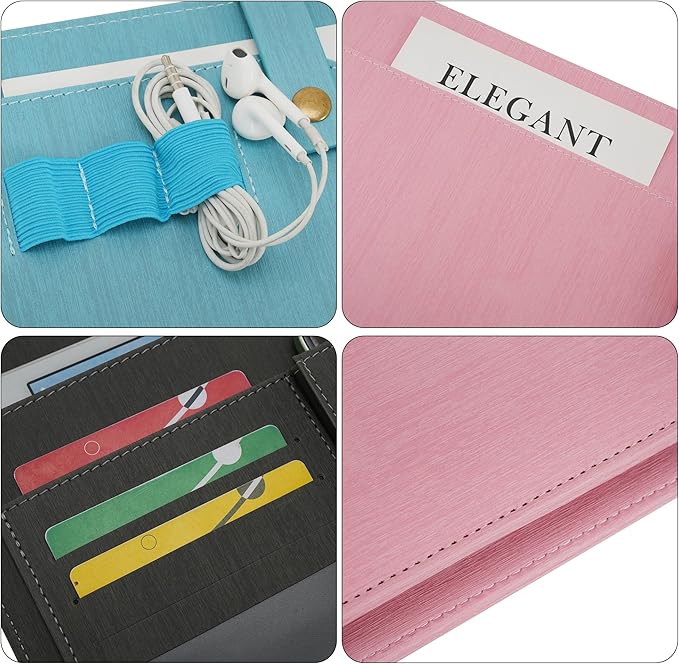 Wonderpool A4 PU Leather Portfolio Holder Ring File Document Case with Removable Binder Clipboard, Multi Pocket and Legal Pad for Business Organizer Interview and Meeting (Gray)