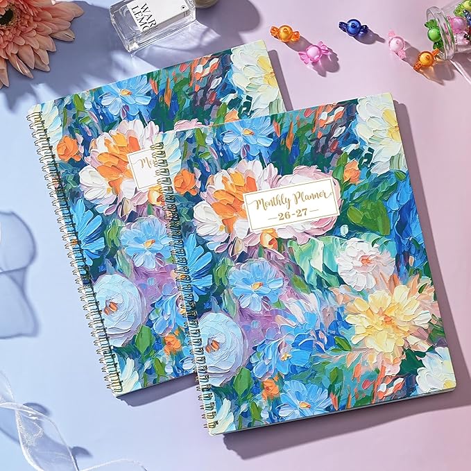 Monthly Planner 2026-2027 - 9" x 11" Large 18 Monthly Planner 2026-2027 (Jul. 2026 - Dec. 2027), 26-27 Monthly Calendar Planner with Twin-wire Binding + Tabs + Back Pocket - Floral
