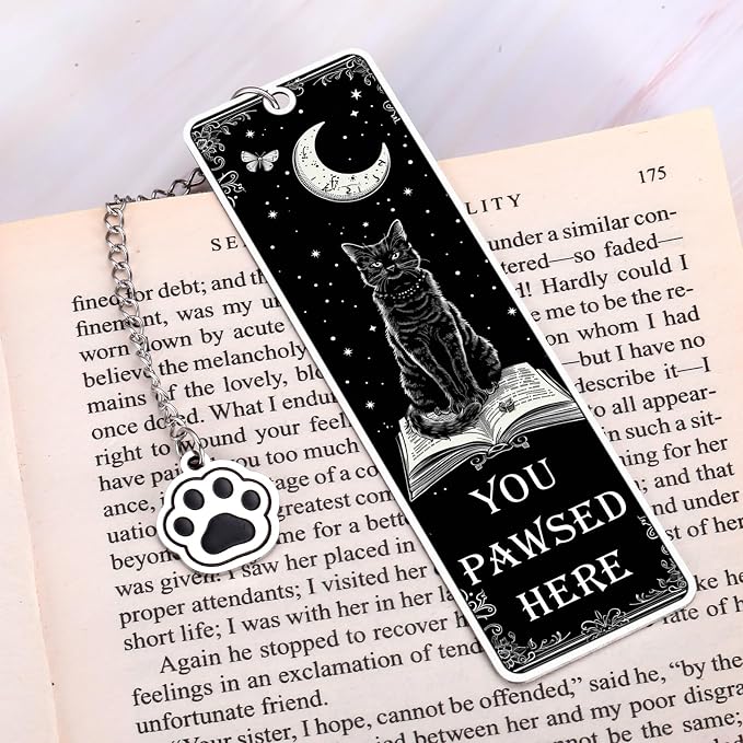 Cat Bookmarks for Book Lovers, Fathers Day Cat Lover Gifts for Men Women Readers, Black Cat Basket Halloween Boo Basket Stuffers, Cats Themed Gifts Mom Dad Cute Bookmarks Book Accessories Bookish Gift