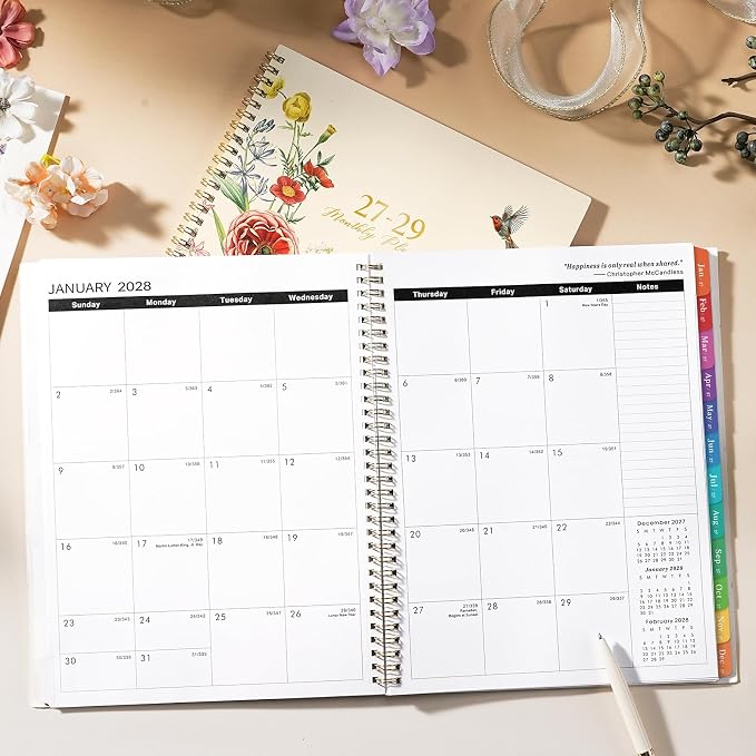 2027-2029 Monthly Planner - Monthly Planner 2027-2029, Jan. 2027 - Dec. 2029, 3 Year Planner with Colorful Tabs, Thick Paper & Twin-Wire Binding, 36 Month Calendar, 9”x11”