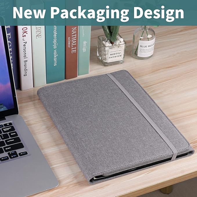 Trifold Planner Cover for Rocketbook Smart Notebook | Fits Letter Size/A4/8.5x11 Inch | Waterproof Portfolio Organizer with File Storage & Accessory Protection (Gray)