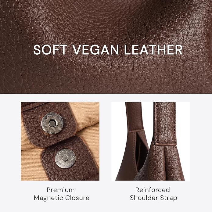 Hobo Bag for Women, Large Slouchy Shoulder Bag, Soft Vegan Leather Everyday Tote Purse, Stylish Handbag Fits 13.6'' Laptop