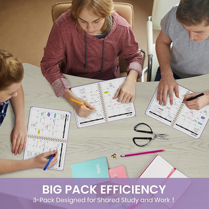 Planner 2026-2027 for Women & Men, Set of 3, Academic Monthly and Weekly Calendar Planner, Jul 2026 - Jun 2027, A5 (6.3" x 8.5"), Teacher Student Planning Book with Tabs, Ideal for Office School Supplies - Lilac Purple