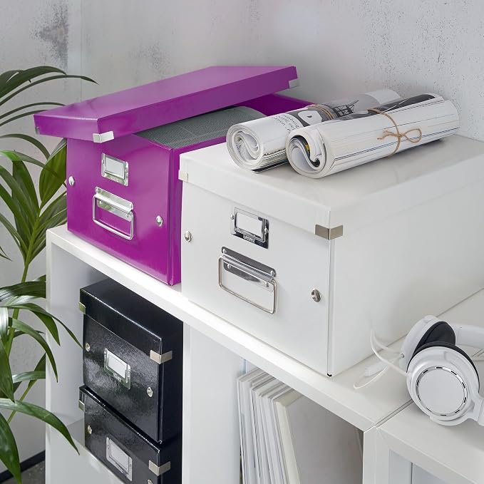 Leitz A5 Storage Box, Click and Store Range 60430001 - Small, Purple Storage Box A4