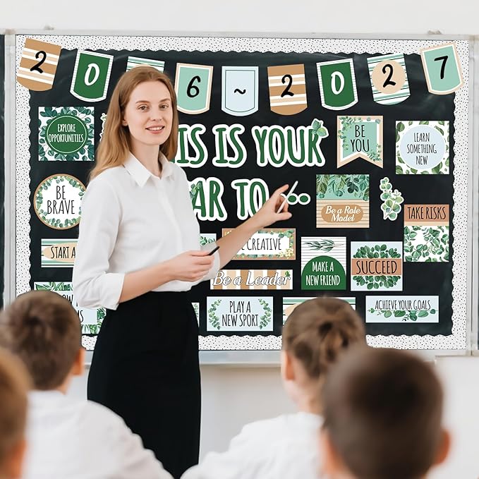 Eucalyptus Classroom Bulletin Board Decorations, This is Your Year to Bulletin Board Sets, Positive Affirmations Wall Decor for Teacher Welcome Back to School Classroom Door Wall Decors