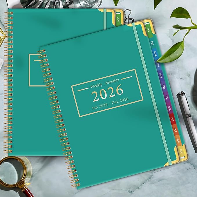 Planner -2026, Hardcover Weekly & Monthly Calendar Planner, January 2026 - December 2026, 6" x 8", Daily Agenda Book with Colorful Tabs, College Organizer Notebook, School & Work Supplies for Student Teacher Classroom