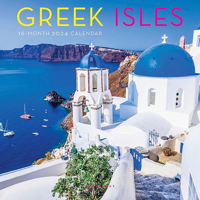Graphique 2024 Greek Isles Mini Wall Calendar | 7” x 7” | Thick Paper | Home & Office Organizer | Large Monthly Grid | 3 Languages & Marked Holidays | 4 Month Preview Page for 2025