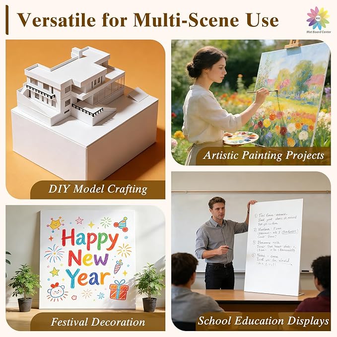 Mat Board Center, 12 Pack 16x20 White Foam Boards, Acid Free Foam Core Board, 1/8 inch Thick