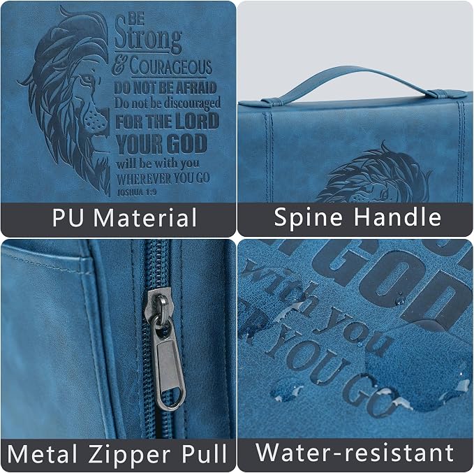 Faithful Hers Bible Covers for Men 2pcs Bible Case Set with Notebook PU Leather Church Bag Bible Study Book Case with Handle Lightweight Carrying Bags Christmas Gift
