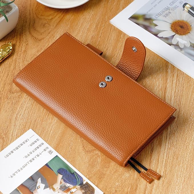 Moterm Leather Cover for Hobonichi Weeks - Fits Hobonichi Weeks/Weeks Mega, with Back Pocket (Pebbled-Burnt Orange)