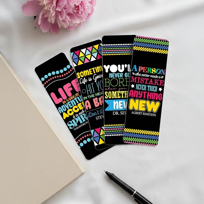 96 Pack Retro Bookmarks for Kids – Colorful Modern Design with Inspirational Quotes – Students and Classroom, School Supplies for Women & Teens