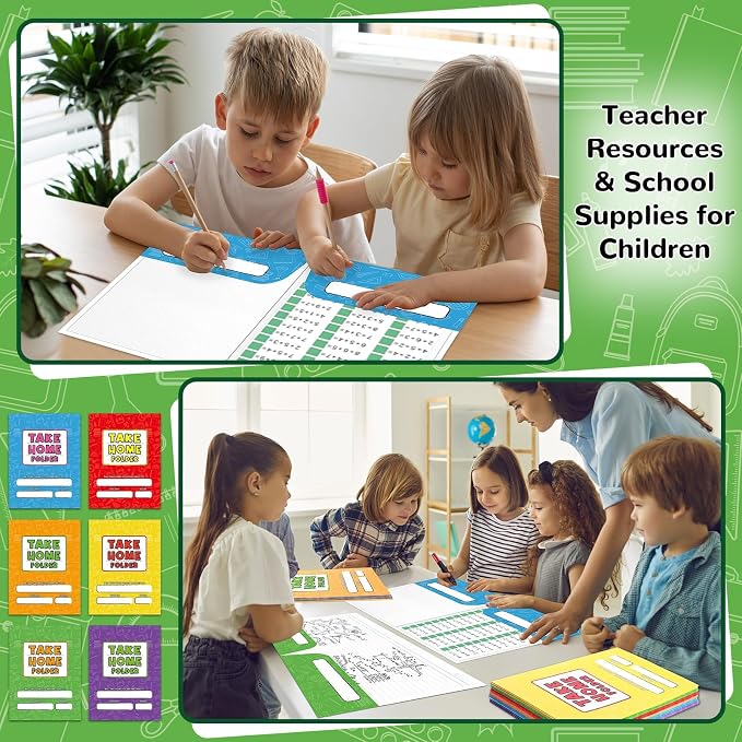 12PCS Take Home Folders Homework 2-Pocket Folders Bulk for Students A4 Letter Size Colorful Classwork Homework Folder Organizer Gifts for Home Office Teachers Educational Supply 9.45 x 12.2 Inch