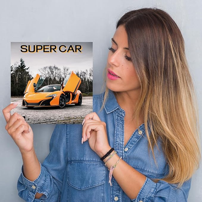 2026 Wall Calendar Supercar, 14 Months Hangable Wall Calendars, 12" x 24" (Open), Thick Glossy Paper, Organizing & Planning