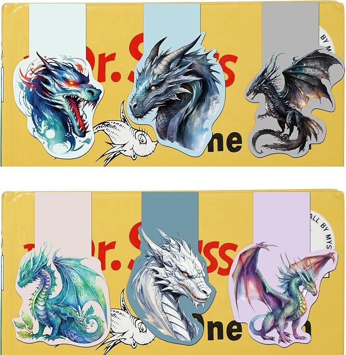 Dragon Magnetic Bookmarks Gifts - 6 Pcs Magnets Bookmark Aesthetic Fantasy Art MarkPage Clips Cool Animal Bookmarks for Kids Students Women Teacher Reading Party Office Accessories Gift
