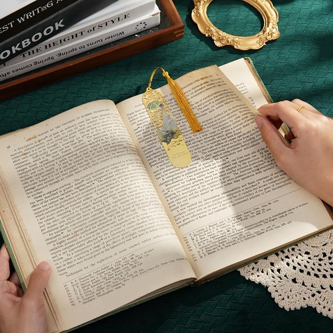 5 PCS Metal Bookmark with Tassel, Monet Book Marks for Reading Women & Men, Book Lovers Gift