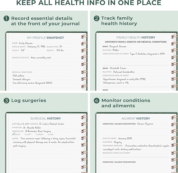 Clever Fox Personal Health Record Keeper – Medical Care Planner – Wellness & Medication Tracker Journal for Patients – Organizer Notebook, Daily Tracking Log Book & Appointment Diary (Forest Green)