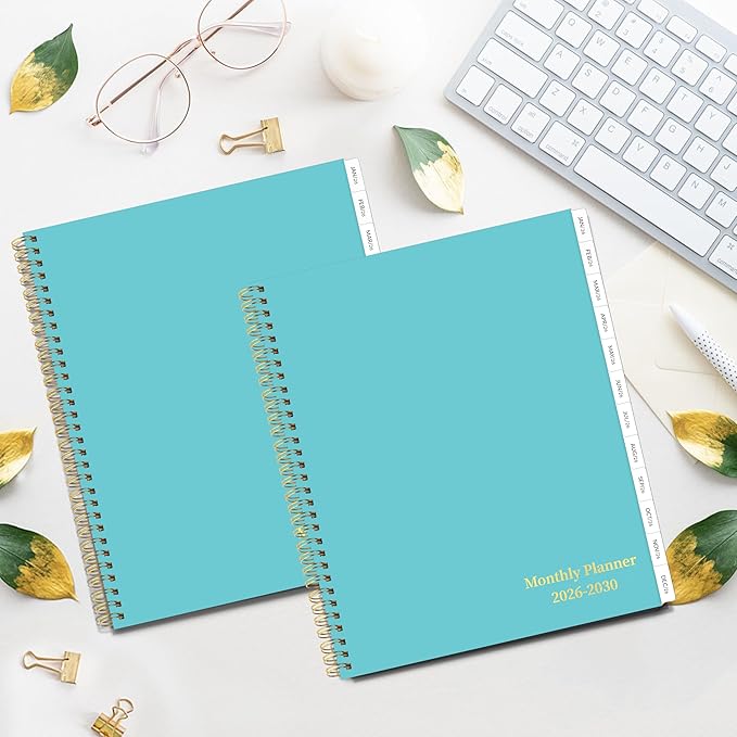 2026-2030 Monthly Planner, 5 Year Monthly Planner/Calendar 2026-2030, 60-Month Jan 2026 β Dec 2030, 9" x 11", Tabs, Double-Side Pocket, Holidays, Thick Paper - Green