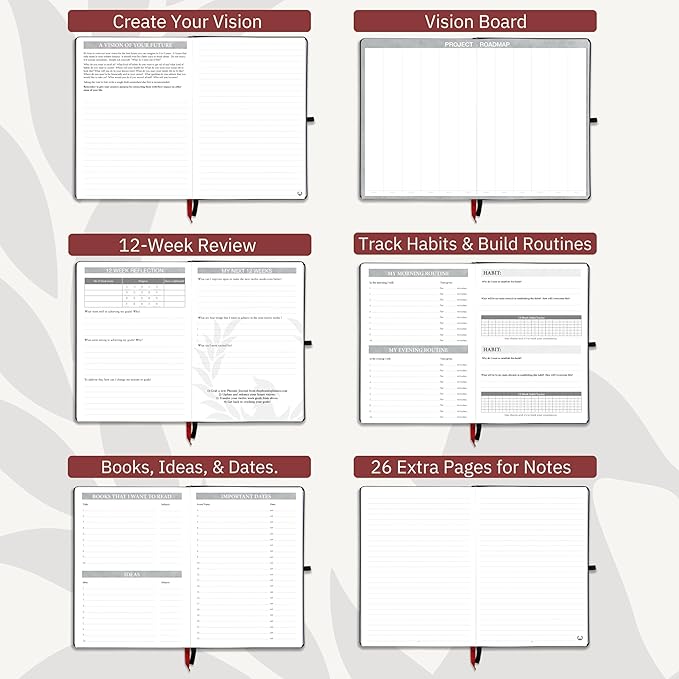 The Phoenix Planner - Best Daily Calendar and Agenda for Goal Setting, Boost Happiness and Productivity - Gratitude Journal, Habit Tracker, Quarterly Business Planner - 6 Months, Undated (Charcoal)