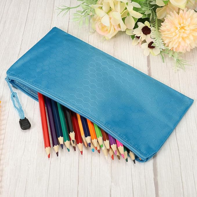PATIKIL Waterproof Zipper File Bags, 5 Pack A6 Size Document Pocket Storage Organizer Pouch for Travel Office Supply, Sky Blue