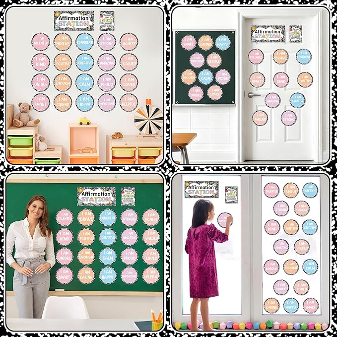 22 PCS Composition Notebook Affirmation Station Bulletin Board Affirmation Station Cards Positive Mirror Growth Mindset Decorations Inspirational Posters for Back to School Classroom Decor
