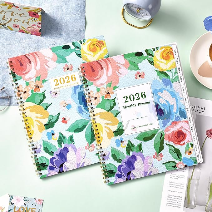 2026 Monthly Planner - 2026 Calendar, Jan. 2026 to Dec. 2026, 9'' x 11'', 12 Months Planner 2026, Monthly Tabs, Notes Pages, Back Pocket