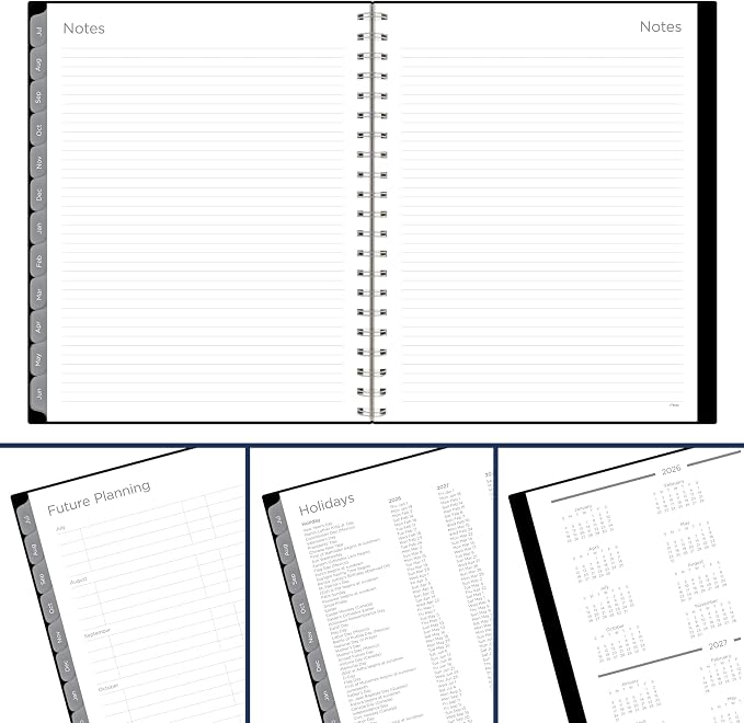 Mead Planner 2026-2027 Weekly & Monthly Academic 15-Month April-June, 8.5" x 11", Black (CAW62005)