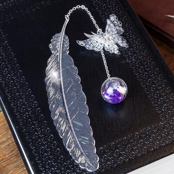 Teacher Appreciation Gifts for Women - Metal Feather Bookmark with 3D Butterfly Charm – Mother’s Day Gifts for Mom, Thank You Gifts, Book Lover Gift Under 10 Dollars, Gift Box Included