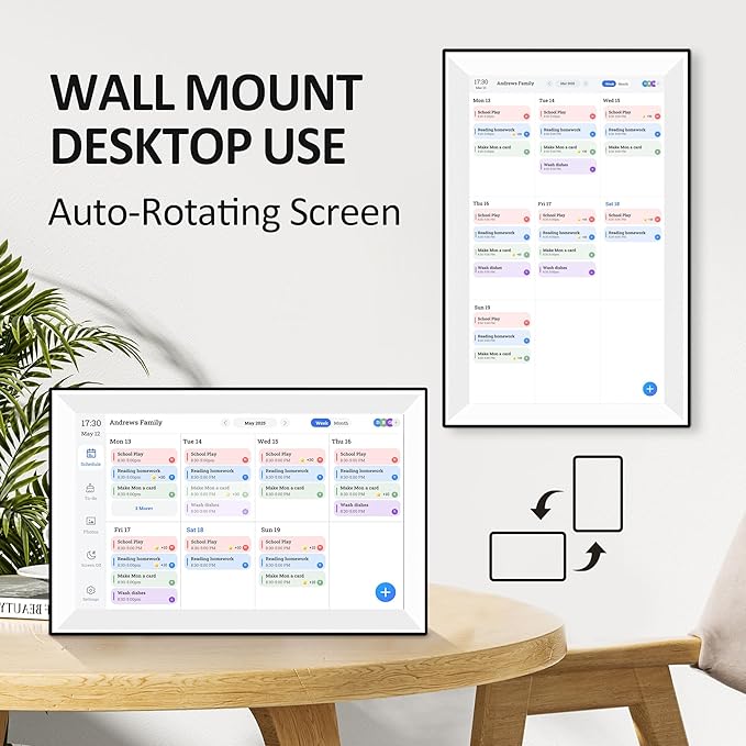 15.6" Wall Digital Calendar,Voice Message Feature,Chore Chart & Tasks,Smart Family Planner for Schedule, Achievement Rewards, Meal Planning,Digital Picture Frame