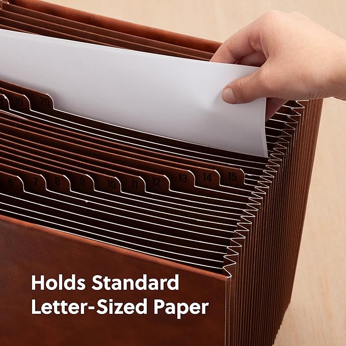 Smead Tuff Accordion File Organizer, Office Supplies, Daily 1-31 Desk Organizer, Letter Size, Premium Vegan Leather, Office Desk Accessories (73785)