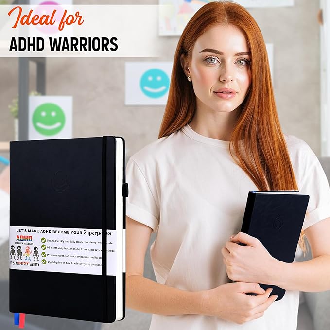 The ADHD Journal Planner for Adults - 6 Month Undated Weekly Daily Full Focus Planner Organizer Notebook - Organizing Solutions for People with ADHD and Neurodivergent Men and Women (Pink)