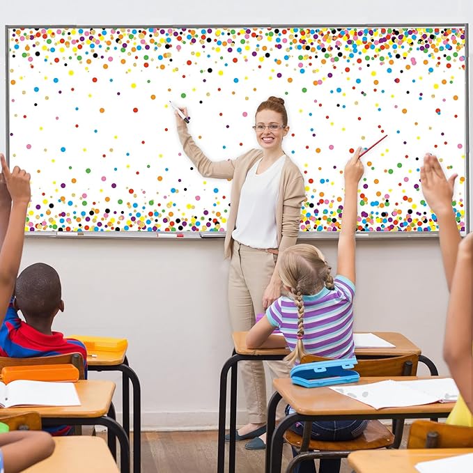 CHUNNIN Confetti Fabric Bulletin Board Decoration Colorful Dots Bulletin Board Background Creative Classroom Decor Arts Crafts Classroom Home Wall Decor Education Back to School Display Supplies