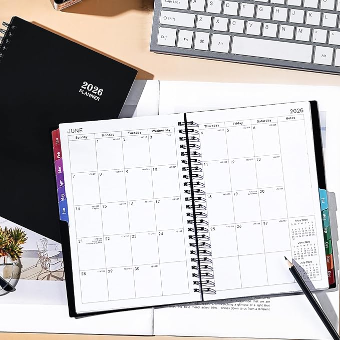 2026 Planner - Planner 2026 Weekly and Monthly, Jan 2026 - Dec 2026, 2026 Planner 6.3” × 8.4”, Notes, Thick Paper, Back Pocket, Twin-wire Binding