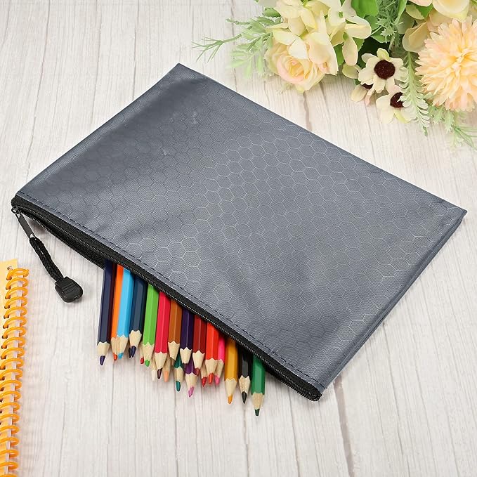 PATIKIL Waterproof Zipper File Bags, 10 Pack A5 Size Document Pocket Storage Organizer Pouch for Travel Office Supply, Gray