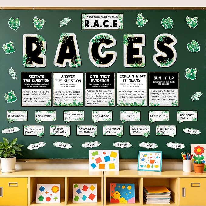 Races Writing Strategy Bulletin Board Decorations Writing Process Poster for Classroom Eucalyptus Races Sentence Strips Cutouts for ELA Classroom Teaching Supplies