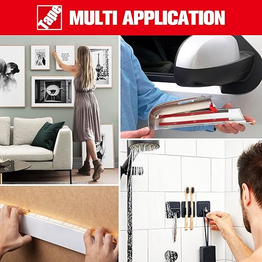 HitLights Double Sided Tape Heavy Duty (2 Pack), Waterproof Strong Mounting Adhesive Tape for Walls, Car, Home Decor, Office Decor (100ft x 0.39in)