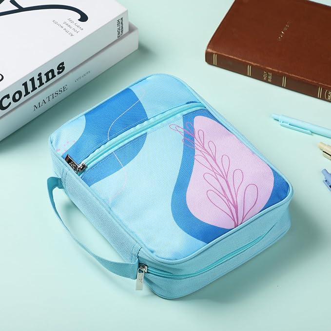 Mr. Pen- Bible Cover Case, Carrying Book Case with Durable Handle and Zippered Pocket, Bible Protective Church Bag for Men & Women, Christian Gifts, Aqua Flora