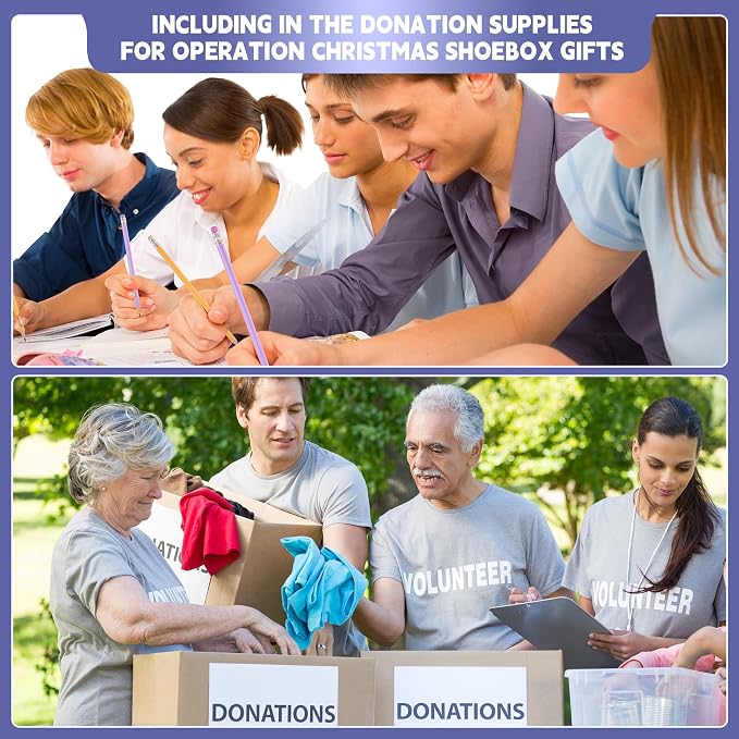 312 Pcs Operation Christmas Box Filler Classroom School Kits Essential Supplies with Pencil Sharpeners Notebooks Pens Stickers Plastic Sealable Bags for Operation Christmas Classroom Gift Charity Box