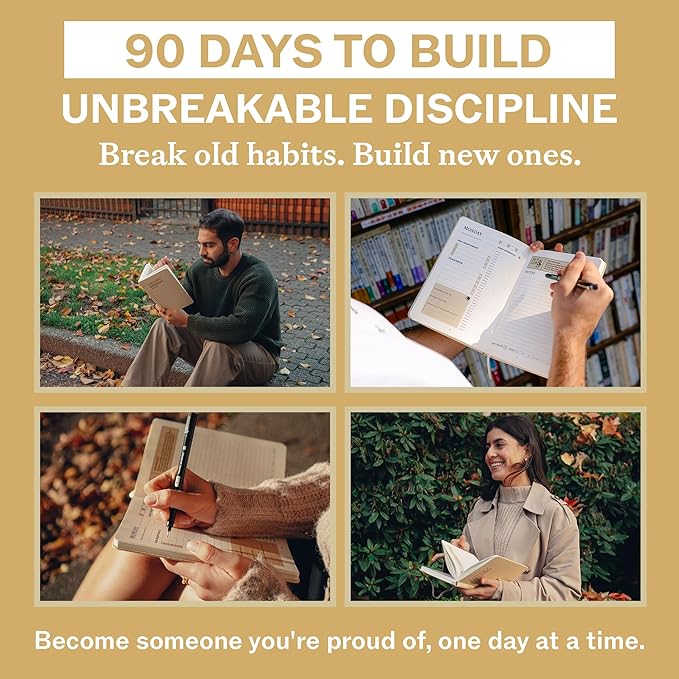Undated Daily Planner | 90 Day Daily & Weekly Productivity Journal with Hourly Schedule, To Do List, Goal Tracker & Habit Tracker | ADHD Planner for Men & Women | Hardcover Agenda (Cream)