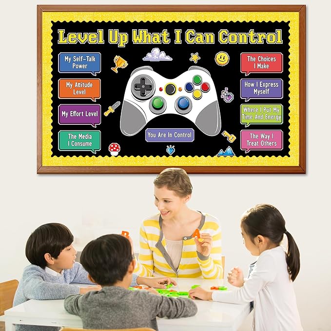 Growth Mindset Video Game Theme Bulletin Board Set Things I Can Control Positive Bulletin Decor Classroom Decorations Mental Health Growth Mindset Cutouts for Teacher Door Wall Display