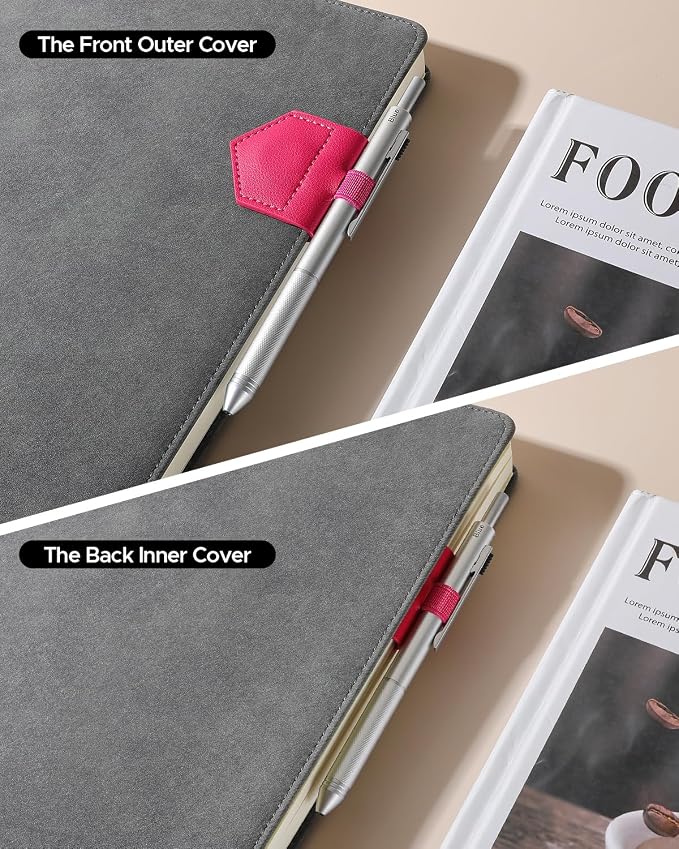 Magnetic Leather Bookmarks with Pen Holder Vegan Leather Book Marks Gifts for Reading Book Lovers Notebook Travelers (Pink-2PC)