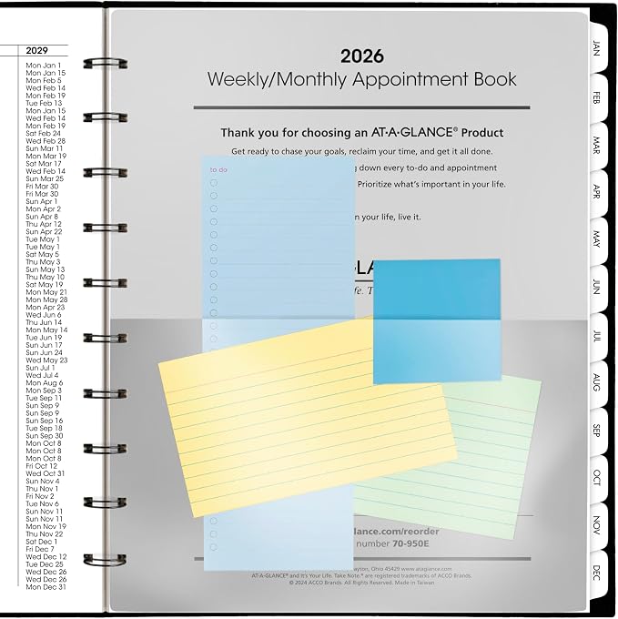 AT-A-GLANCE 2026 Appointment Book Planner, Weekly & Monthly, 8.75" x 11", Large, Move-A-Page, Black (70950E0526)